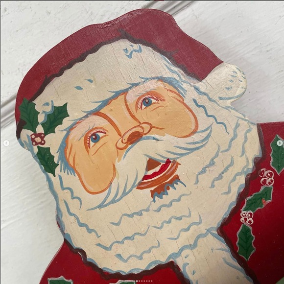 Vintage Christmas Santa Mailbox Card Holder Letter Mail Painted Box - Picture 2 of 8